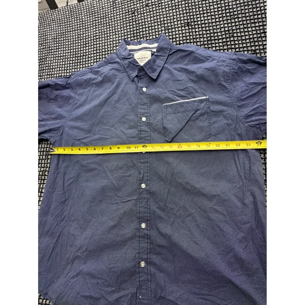 Paper Denim & Cloth Button Up Mens 2X Blue Polka Dot Short Sleeve